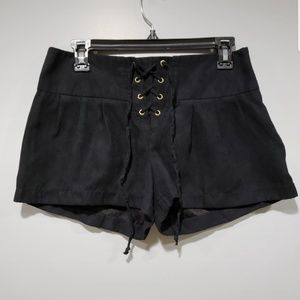 Suede Lace-up Dress Shorts